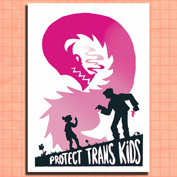 Dragon Protect trans kids postcard