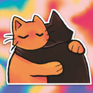 Cat hug custom sticker